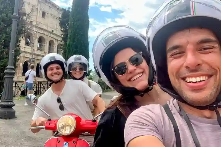 Guide during a Vespa tour
